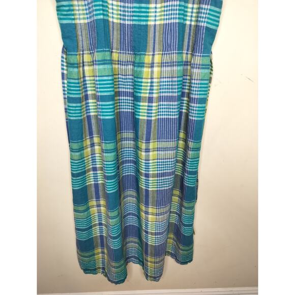 Vtg Positive Attitude Plaid Linen Blend Dress Sleeveless Modest - Picture 3 of 6